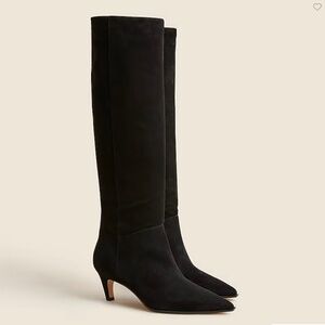 J.Crew Stevie knee-high pull on black suede boots - size 6 - never worn - new